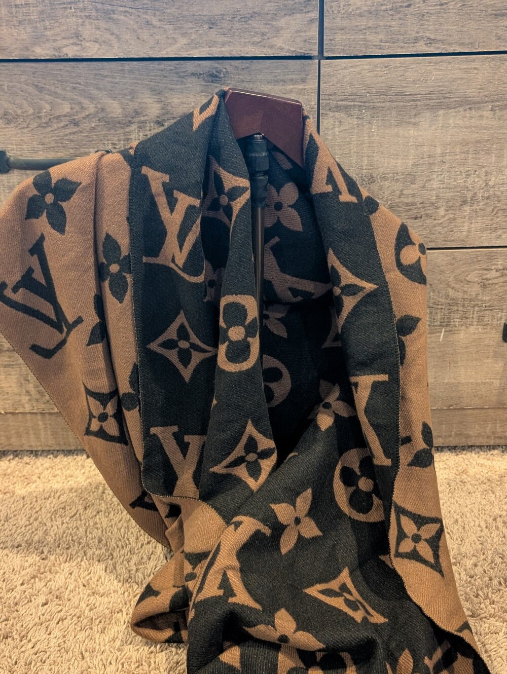 Louis Vuitton Brown & Black Monogram Scarf